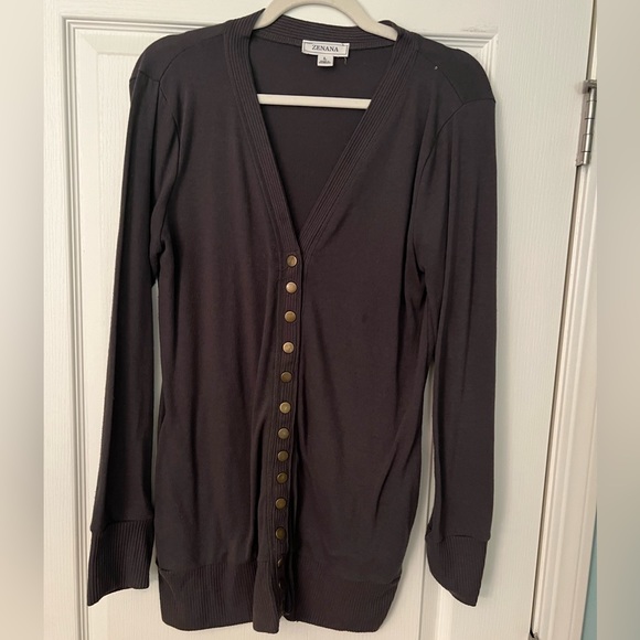 Sweaters - Gray V Neck Cárdigan